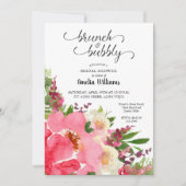 Invitation Fête des mariées d'aquarelle rose (Devant)
