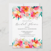 Invitation Fête des mariées d'aquarelle rose (Devant)