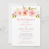 Invitation Fête des mariées d'aquarelle rose (Devant)