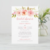 Invitation Fête des mariées d'aquarelle rose (Debout devant)