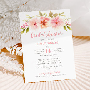 Invitation Fête des mariées d'aquarelle rose