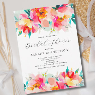 Invitation Fête des mariées d'aquarelle rose