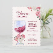 Invitation Fête des mariées d'aquarelle rose blanc (Debout devant)