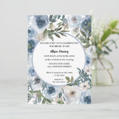 Invitation Fête des mariées d'aquarelle Rose bleu foncé (Debout devant)