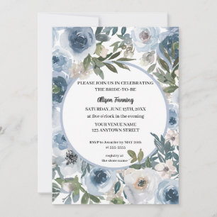 Invitation Fête des mariées d'aquarelle Rose bleu foncé