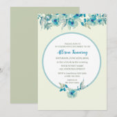 Invitation Fête des mariées d'aquarelle Rose bleu turquoise (Devant / Derrière)