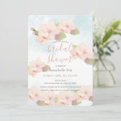 Invitation Fête des mariées d'aquarelle rose cerisier (Debout devant)