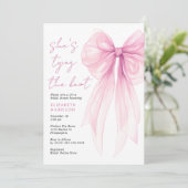 Invitation Fête des mariées d'aquarelle rose Coquette Bow (Debout devant)