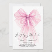 Invitation Fête des mariées d'aquarelle rose Coquette Bow (Devant)