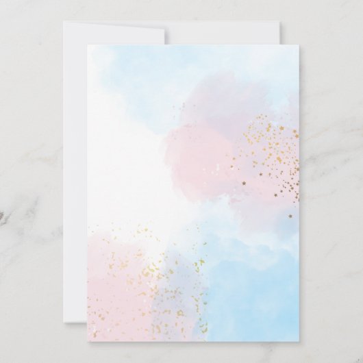 Invitation Fête des mariées d'aquarelle rose et bleu Pastel (Dos)