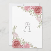 Invitation Fête des mariées d'aquarelle Rose fleurie (Dos)