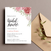 Invitation Fête des mariées d'aquarelle Rose fleurie