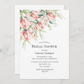 Invitation Fête des mariées d'aquarelle rose floral (Devant / Derrière)