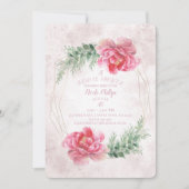 Invitation Fête des mariées d'aquarelle rose pâle (Devant)