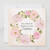 Invitation Fête des mariées d'aquarelle rose pâle (Devant)