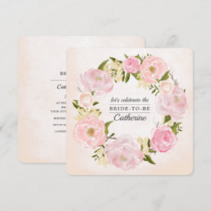 Invitation Fête des mariées d'aquarelle rose pâle