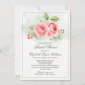 Invitation Fête des mariées d'aquarelle Rose romantique (Devant)