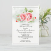 Invitation Fête des mariées d'aquarelle Rose romantique (Debout devant)