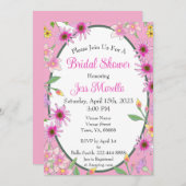 Invitation Fête des mariées d'aquarelle rose romantique (Devant / Derrière)