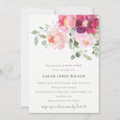 Invitation Fête des mariées d'aquarelle Rose rose-bleu (Devant)