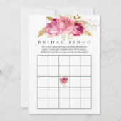 Invitation Fête des mariées d'aquarelle Rose rose et or Bingo (Devant)