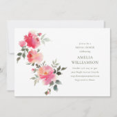 Invitation Fête des mariées d'aquarelle rose vintage Roses (Devant)