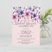 Invitation Fête des mariées d'aquarelle rose violet (Debout devant)