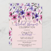 Invitation Fête des mariées d'aquarelle rose violet (Devant / Derrière)