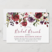 Invitation Fête des mariées d'aquarelle rouge Bourgogne Brunc (Devant)