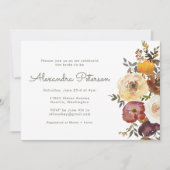 Invitation Fête des mariées d'aquarelle rouille d'automne (Devant)