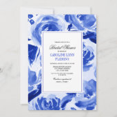Invitation Fête des mariées d'aquarelle Royal Blue Floral (Devant)