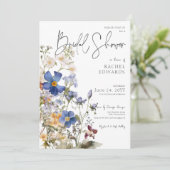 Invitation Fête des mariées d'aquarelle Rustique Meadow Fleur (Debout devant)