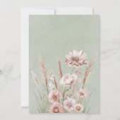 Invitation Fête des mariées d'aquarelle Sage Green Pink Peony (Dos)