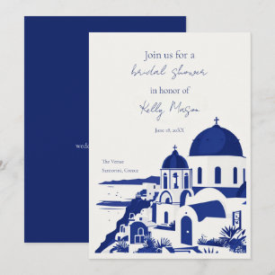 Invitation Fête des mariées d'aquarelle Santorini Grèce