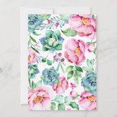 Invitation Fête des mariées d'aquarelle végétale rose (Dos)