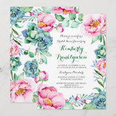 Invitation Fête des mariées d'aquarelle végétale rose (Devant / Derrière)