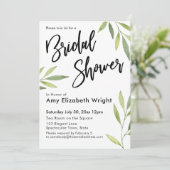 Invitation Fête des mariées d'aquarelle verte (Debout devant)