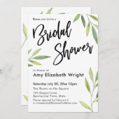 Invitation Fête des mariées d'aquarelle verte (Devant / Derrière)