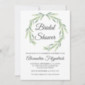 Invitation Fête des mariées d'aquarelle verte simple (Devant)