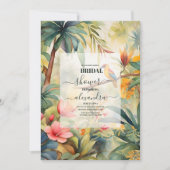Invitation Fête des mariées d'aquarelle verte tropicale (Devant)
