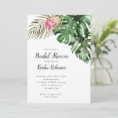 Invitation Fête des mariées d'aquarelle verte tropicale (Debout devant)