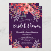 Invitation Fête des mariées d'aquarelle violet à bijou (Devant / Derrière)