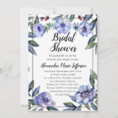 Invitation Fête des mariées d'aquarelle violet à fleur d'aném (Devant)