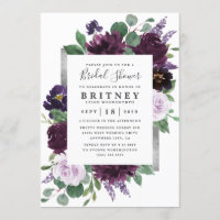 Fête des mariées d'aquarelle violet et gris argent