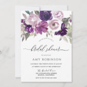 Invitation Fête des mariées d'aquarelle violet violet (Devant)