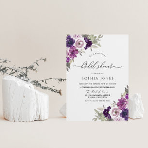 Invitation Fête des mariées d'aquarelle violet violet