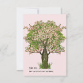 Invitation Fête des mariées d'arbre à fleurs vertes et bleues (Dos)