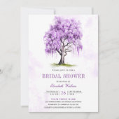 Invitation Fête des mariées d'arbre floral de la bactérie Pur (Devant)