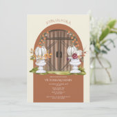 Invitation Fête des mariées d'arc de Citrouille blanc rustiqu (Debout devant)