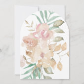 Invitation Fête des mariées d'arc de fleurs d'aquarelle Muet (Dos)